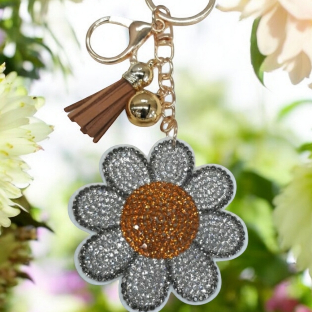 Flower Keychain Purse Charm  BLING